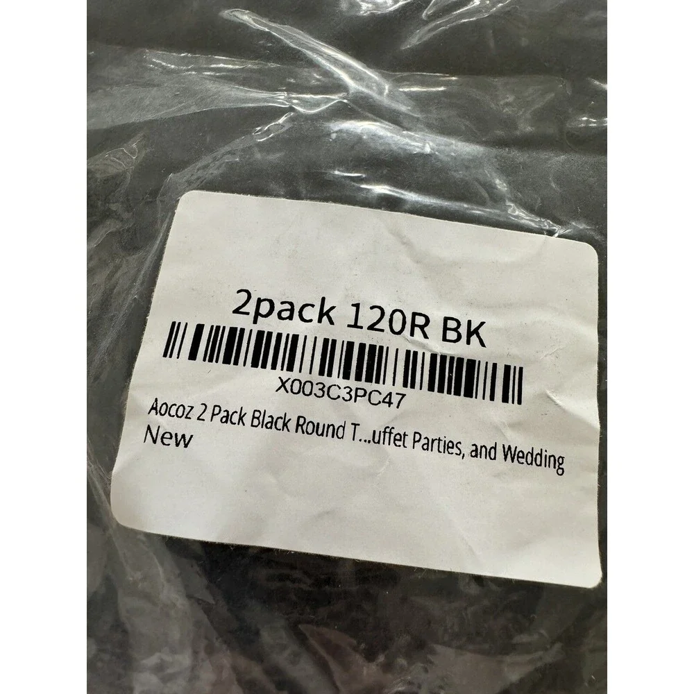 Round Tablecloth Table Cover Party Wedding linen polyester 120'' BLACK PACK OF 2
